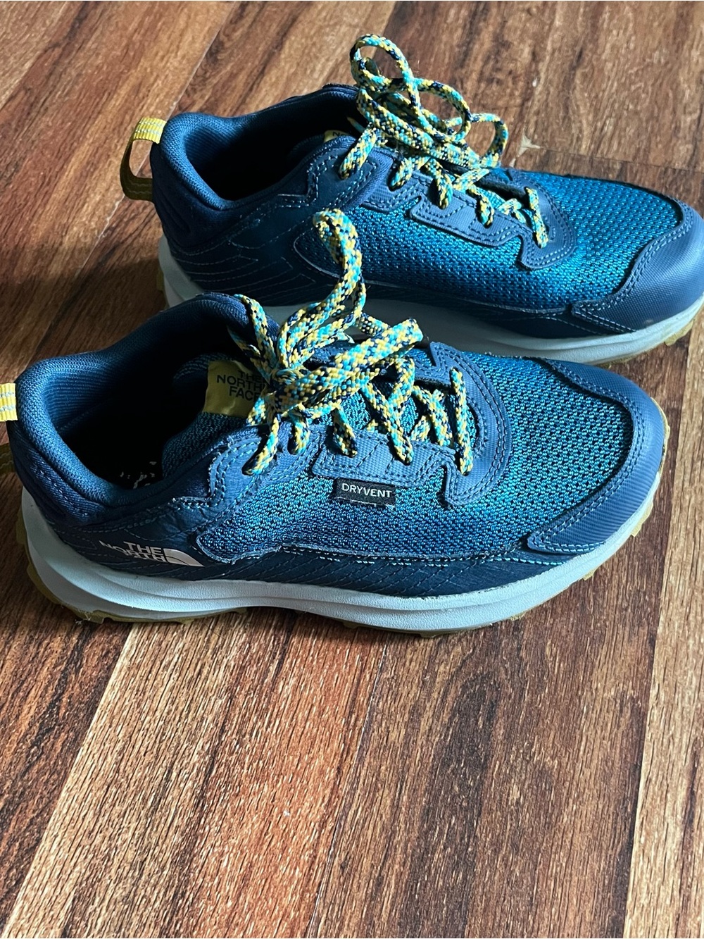 The North Face Kids Blue and Yellow Trail Sneakers